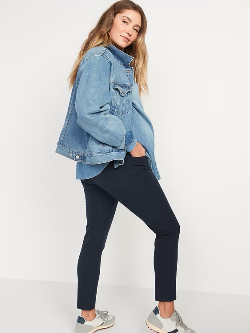 Old Navy Full-Panel Pixie Maternity Ankle Pants - Navy Blue, Size 14